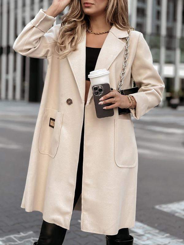 Women's Lapel Long Sleeve Casual Mid-length Coat