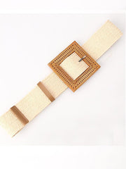 Women's Grass Woven Elastic Woven Belt Elastic Waist Seal Bohemian Style