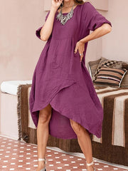 Casual Solid Color Half Sleeve Loose Summer Dresses