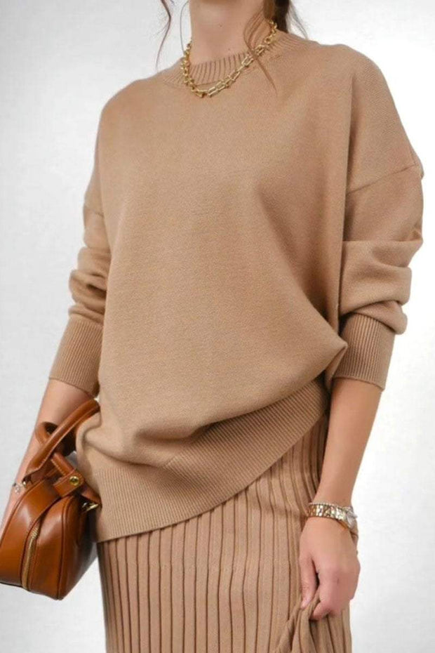 Women's Round Neck Long Sleeve Sweater Suit