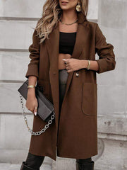 Women's Lapel Long Sleeve Casual Mid-length Coat