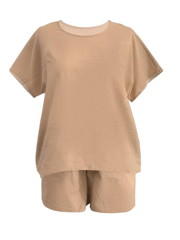 Casual Crew Neck T-shirt & Elastic Waist Shorts