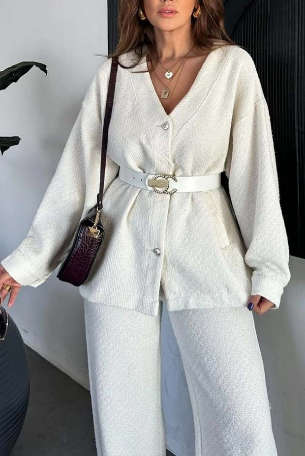 Women's Casual Cardigan and Pants Set