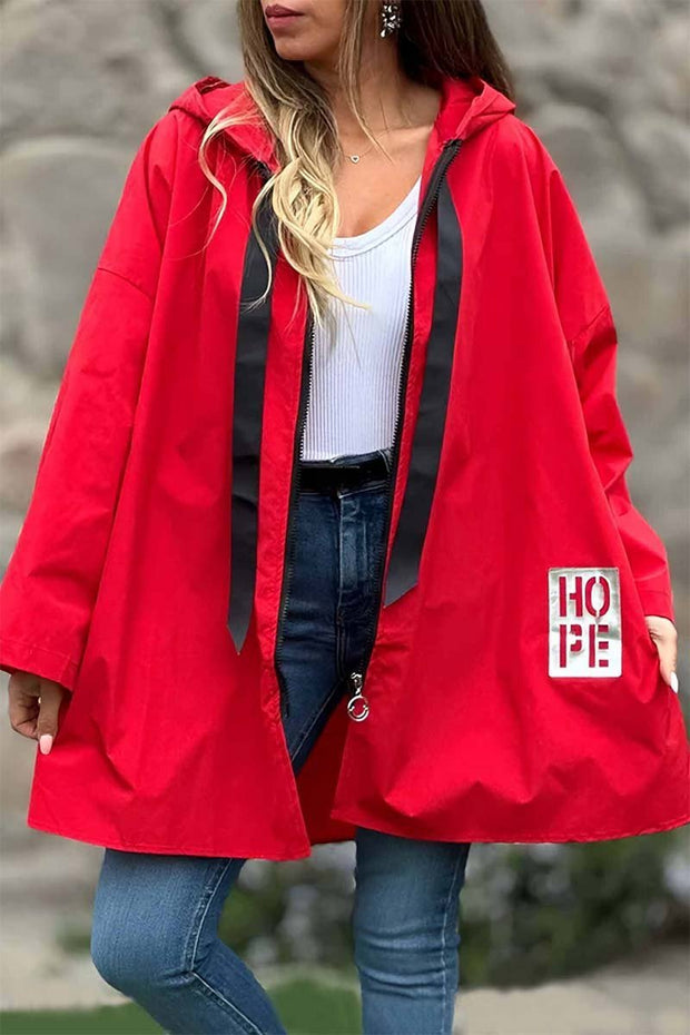 Women's Casual Hooded Loose Windbreaker