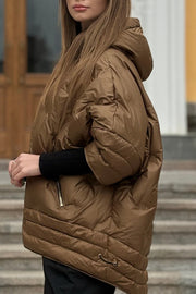 Women's casual textured hooded padded jacket