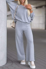 Women's Off-shoulder Long-sleeved Sweatshirt Two-piece Suit