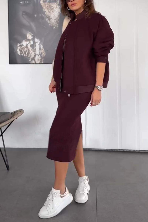 Women's casual solid color skirt suit