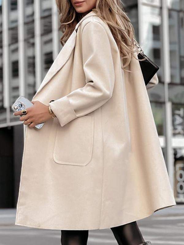 Women's Lapel Long Sleeve Casual Mid-length Coat