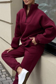 Women's Turtleneck Long Sleeve Sweatshirt Two-piece Suit