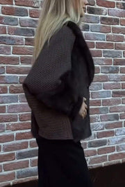 Women's Casual Plush Knit Patchwork Coat