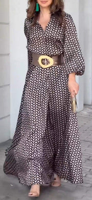 Women's V-neck Polka Dot Long-sleeved Dress