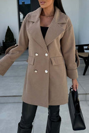 Women's Solid Color Double Breasted Coat Jacket