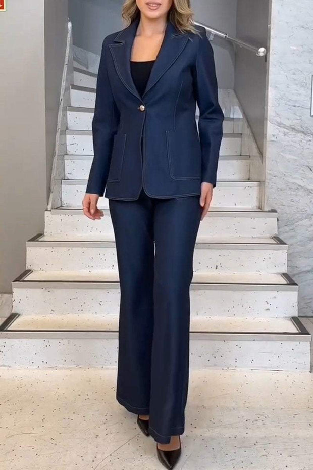 Women's Lapel Long Sleeve Two Piece Suit