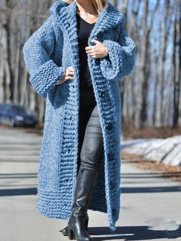 Solid Medium-length Jumper Sweater Coat