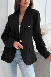 Women's Fashion Long Sleeve Single Breasted Solid Color Blazer