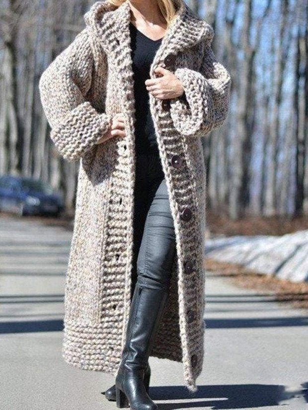 Solid Medium-length Jumper Sweater Coat