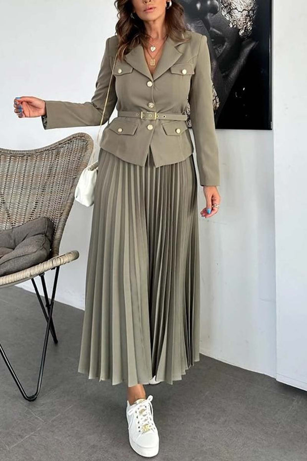 Women's Fashion Commuting Solid Color Skirt Set