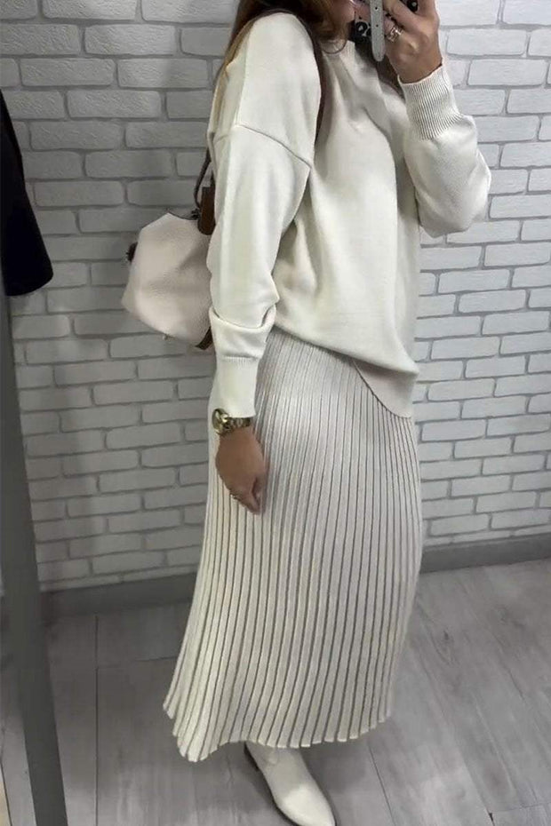 Women's Round Neck Long Sleeve Sweater Suit