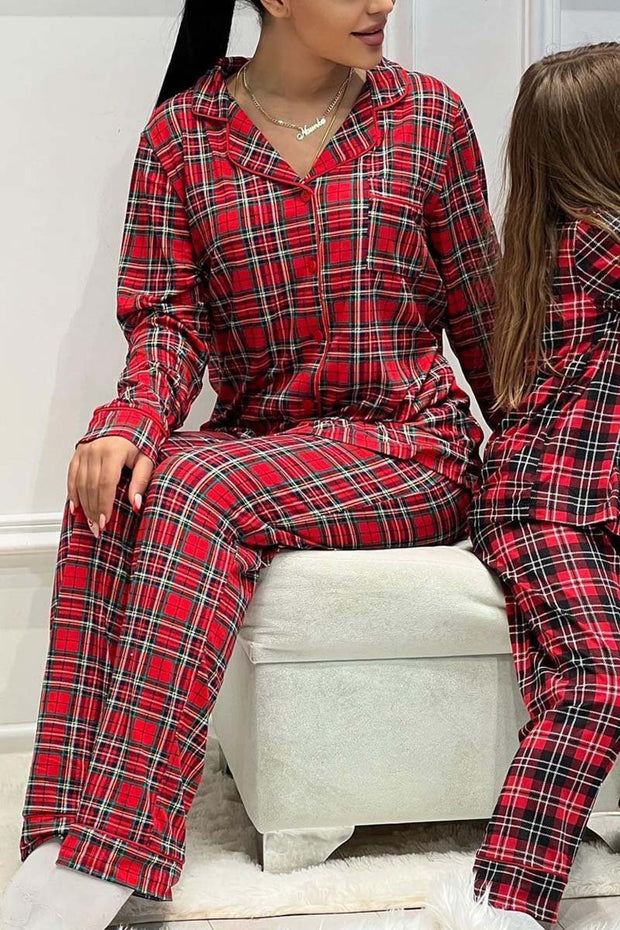 Women's Casual Home Plaid Pajamas Set