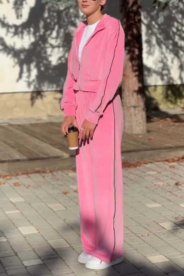 Women's casual sports velvet suit