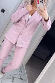 Women's Casual Solid Color Blazer and Pants Suit