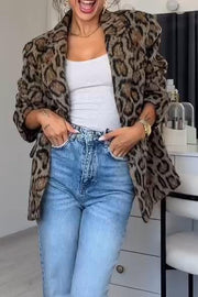 Women's casual commuter leopard print coat