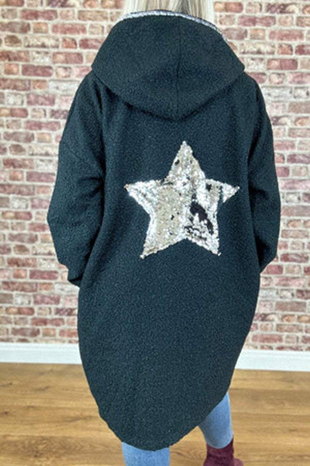 Women's Long Sleeve Hooded Star Coat