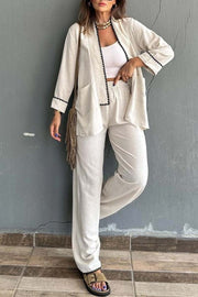 Women's kimono cardigan trousers two-piece set