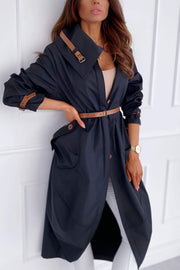 Women's casual loose hooded long windbreaker