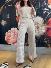 Women's Casual Striped Three-Piece Suit