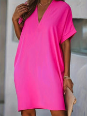 Casual Simple Short Sleeve Midi Dress