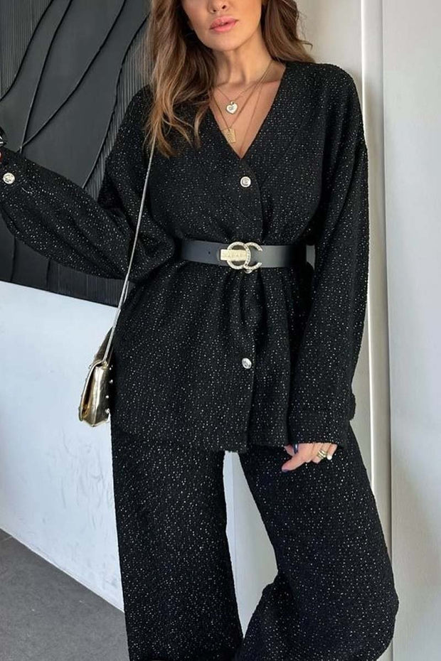 Women's Casual Cardigan and Pants Set