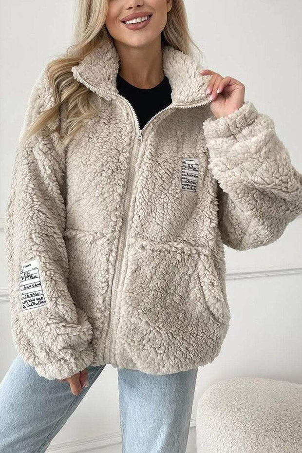 Women's Casual Lapel Lamb Wool Coat