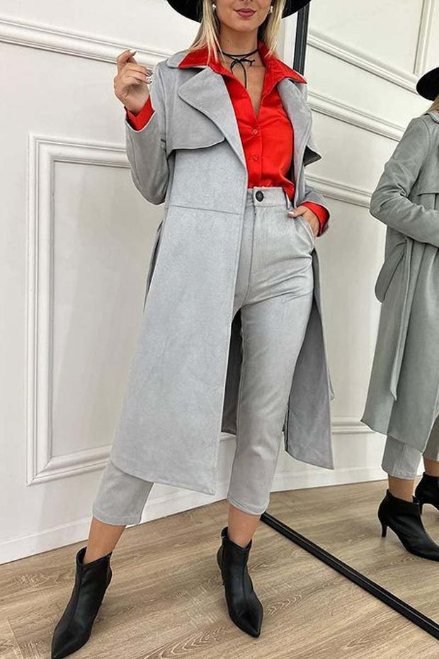 Women's fashionable long coat pants suit