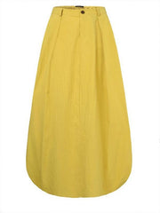 Half-length skirt with large hem, A-line skirt, high-waisted large size long skirt