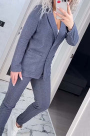 Women's Casual Solid Color Blazer and Pants Suit