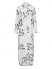 Women's fashion ethos printed plus-size shirt dress Zoom Women's fashion ethos printed plus-size shirt dress