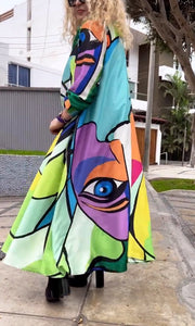 Personalized abstract MAXI SHIRT DRESS