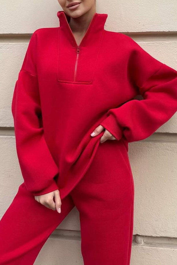 Women's Turtleneck Long Sleeve Sweatshirt Two-piece Suit