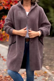 Women's Casual Loose Hooded Midi Coat