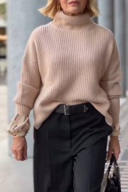 Solid high-neck pullover sweater