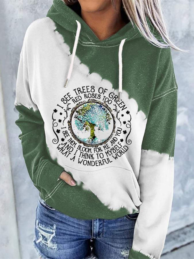 Hippie What A Wonderful World Print Hoodie