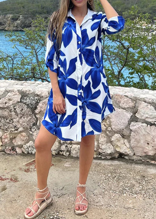 Lapel Resort Style Short Dress