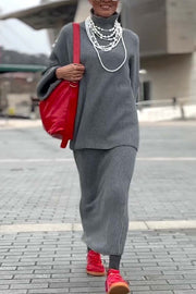 Women's simple and comfortable sweater skirt suit