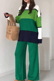 Women's Casual Colorblock Knit Two-Piece Set