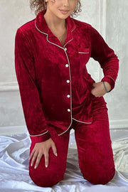 Women's Casual Home Solid Color Pajamas Set