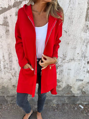 Round Neck Zipper Long Sleeve Casual Jacket