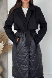 Solid Color Patchwork Lapel Coat