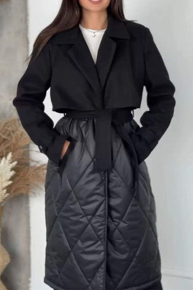 Solid Color Patchwork Lapel Coat