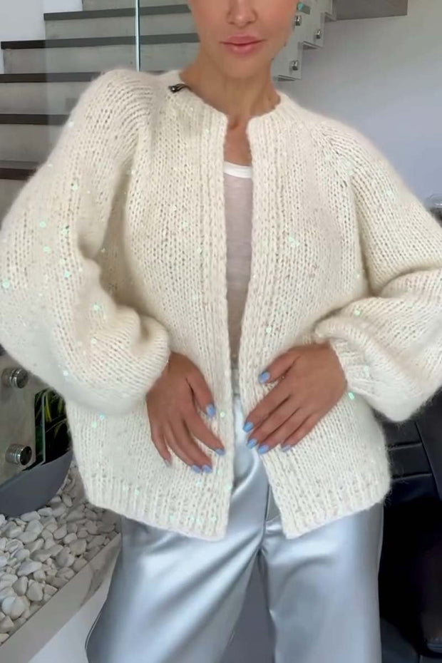 Women's Casual Loose Sequined Sweater Cardigan